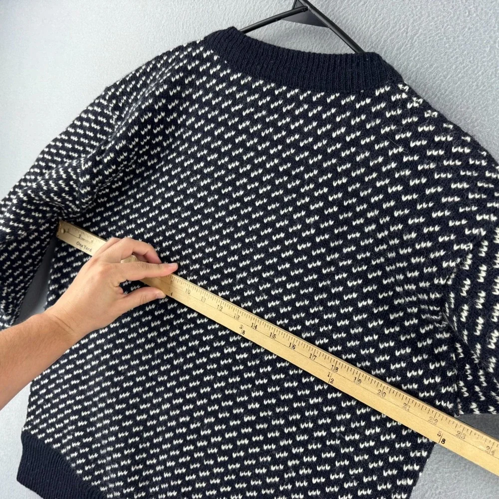 Vintage LL Bean Sweater Mens Medium Blue Birds Eye Wool Rayon Fisherman Norway - Picture 9 of 13